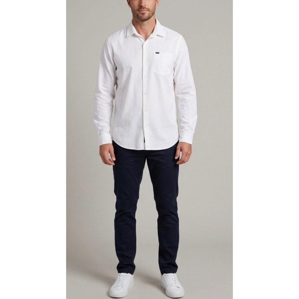 Hurley Mens Long Sleeve Button Down Shirt White Size Large Preppy College Casual